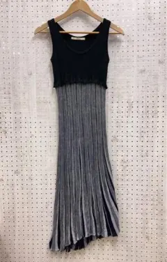 AMU モード オールド 日本製 ノースリーブ ニット ロングワンピース