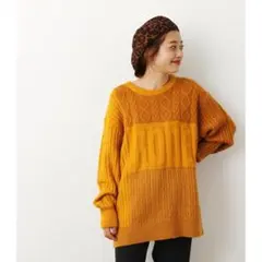 美品 ケーブル編みオーバーサイズニットセーター フリーサイズ