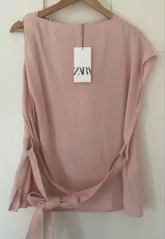 ZARA リネン混アシンメトリートップス・新品タグ付きLサイズ