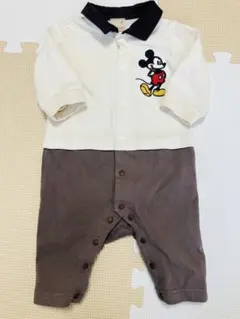 【美品】プティマイン　ミッキーマウス　カバーオール　ロンパース 70cm