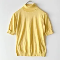 NEWYORKER ニューヨーカー コットンタートルネック 半袖ニット 山吹色