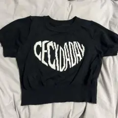 シーイン　黒いロゴ入りクルーネックセーター