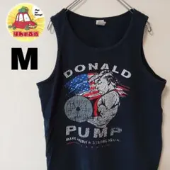 USA古着 GILDAN タンクトップ ブラック　M　ドナルドトランプのサムネイル