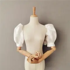 ホワイト サテン パフスリーブ 付け袖