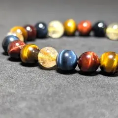 新たな事業の成功へ タイチンルチル 三種タイガーアイ 数珠 ブレスレット 8mm