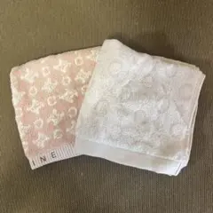 セリーヌ　ピンクとホワイトのタオルハンカチ