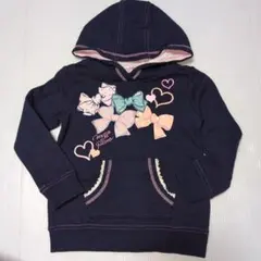 110★メゾピアノ★ロゴ刺繍！リボン＆ハートプリント！パーカー付きトレーナー★