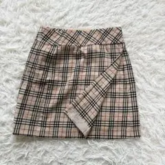 美品 バーバリーブルーレーベル ノバチェック ミニスカート ベルト付