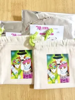 3COINS ルナティック雑技団 ミニ巾着 りぼん 70th