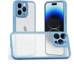 iPhone 14ProMax用ケース ブルー　薄型 ストラップホール付き