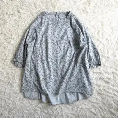 美品⁂センソユニコ⁂長袖ブラウス シャツ 前側総柄 アシメ 変形襟 
