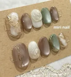 ネイルチップ　451 ショートオーバル　ニュアンス　マグネット　ミラー