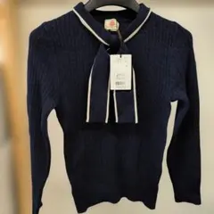 OLD ENGLAND ネイビー ケーブル編みセーター