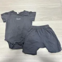 Cottoli グレー ベビーパジャマ 上下セット 70cm