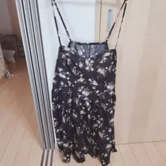 4XL　花柄ノースリーブひざ丈ワンピース
