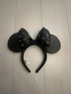 スタッズ付き黒ミッキー耳カチューシャ