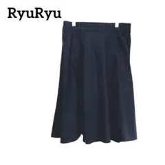 リュリュ フレアスカート ひざ丈 LL 黒 Aライン ストレッチ 大きめ　通年のサムネイル