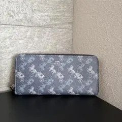 COACH ホースアンドキャリッジ柄　ネイビー 長財布