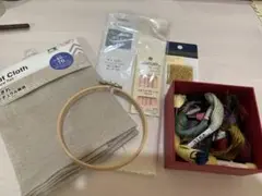刺繍道具セット コットン生地と糸