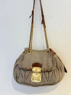 miumiu ミュウミュウ　ショルダーバッグ　マテラッセ　リネン　麻