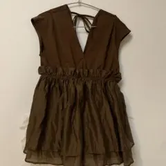 早い者勝ち！ブラウン Vネック ノースリーブ チュニック