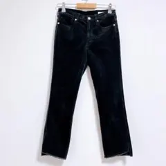 【イネド】カジュアルパンツ ブーツカット（S) コーデュロイ 裾スリット　黒