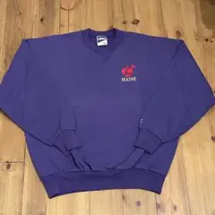 90s BIKE USA製 MAINE ロブスター 刺繍 スウェット 紫 XL