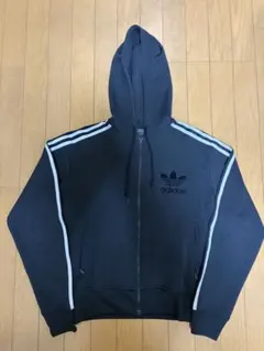 adidas ジップパーカー　ブラック　90s 00s 短丈