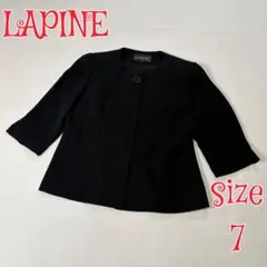 LAPINE ラピーヌ　ノーカラージャケット ブラック サイズ7 日本製のサムネイル