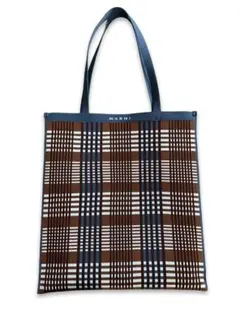 【美品】MARNI / マルニ チェック柄 トートバッグ ブラウン×ブルーのサムネイル
