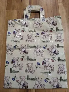 【Harrods】ハロッズ トートバッグ 縦長バッグ ビニールバッグ ベアー柄