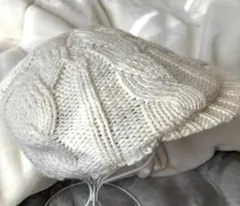 未使用 A.delectable ニットハンチング 帽子 冬 ホワイト