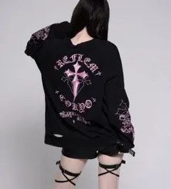 REFLEM（レフレム）♡裾ダメージ・顔料加工クロス刺繍ロンT - メルカリ