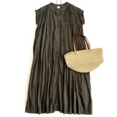 アーバンリサーチドアーズ コットンボイルギャザーマキシワンピース カーキ