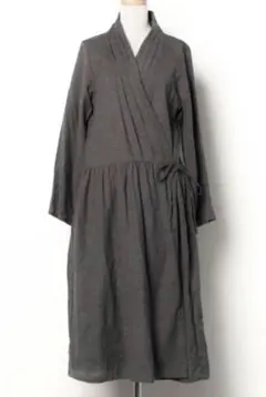 nest robeタック デザイン ウール ギャザー カシュクール ワンピース