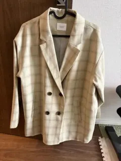 LOWRYS FARM ローリーズファーム チェック ダブルジャケット ベージュ