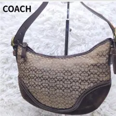 良品✨コーチ アクセサリーポーチ キャンバス スエード 茶 シグネチャー6351