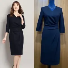 美品✿クードシャンス✿一枚で着映えるカシュクール風ドレープワンピース