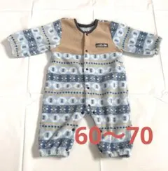 ベビー服　60〜70 フリースロンパース 青系 プリント