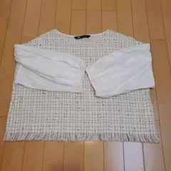 ZARA フリンジ付きバルーンスリーブトップス M