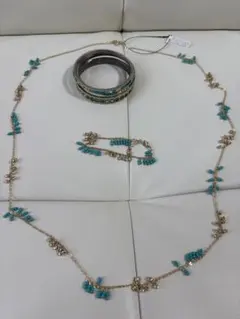 夏アクセサリーまとめ売り3点セット ターコイズ　ネックレス ブレスレット②