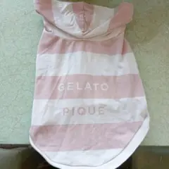 ジェラートピケ　ジェラピケ　ペット　犬服　ボーダー　ピンク　フード付き小型犬　Ｌ