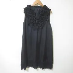 ブラック　フォーマル　ワンピース　ドレス　M　結婚式　パーティー　■　D316