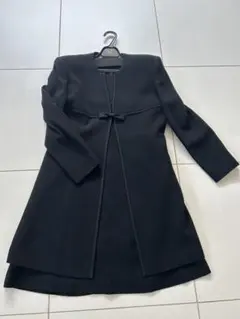 ブラックロングコート スクエアネック