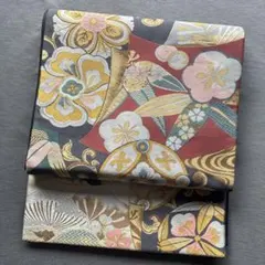 美品 正絹 作り帯 鳳凰 華やかな金糸の煌めき 二部式 袋帯 華文 格式