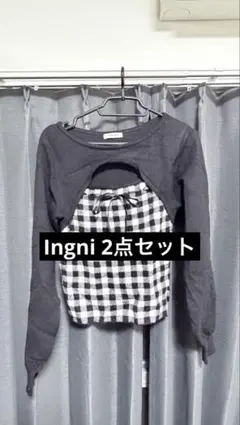 Ingni 2点セット　デコルテオープンビジューニット