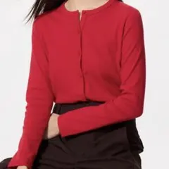UNIQLO ポインテールカーディガン　レッド 長袖カーディガン M