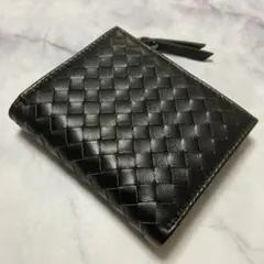 【新品未使用】本革高級羊革　二つ折り　イントレチャート小型財布　高見え