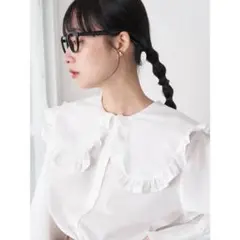 フリルブラウス　ビックカラー　襟　細見え