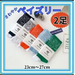 ✔︎お値引き中　ソックス　2足　ペイズリー　水色　オレンジ　NIKE好き　靴下